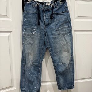 Free people moxie Blue Jeans with Drawstring Waist